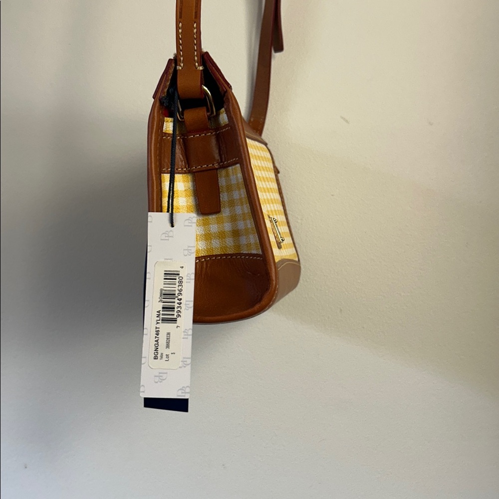 Dooney & Bourke Yellow and Tan Checkered Crossbody Bag - Picture 5 of 9